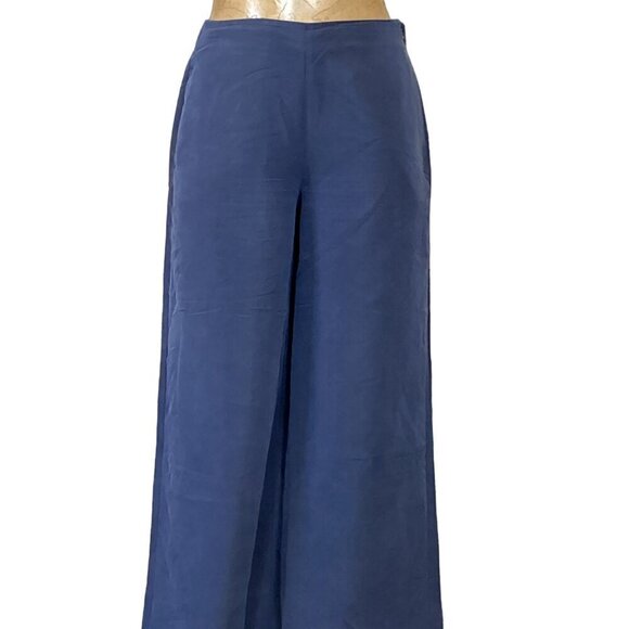 J. Jill Silky Modal Blend Wide Leg Cropped Pants 4 Pockets XS Blue 289G - Picture 2 of 11